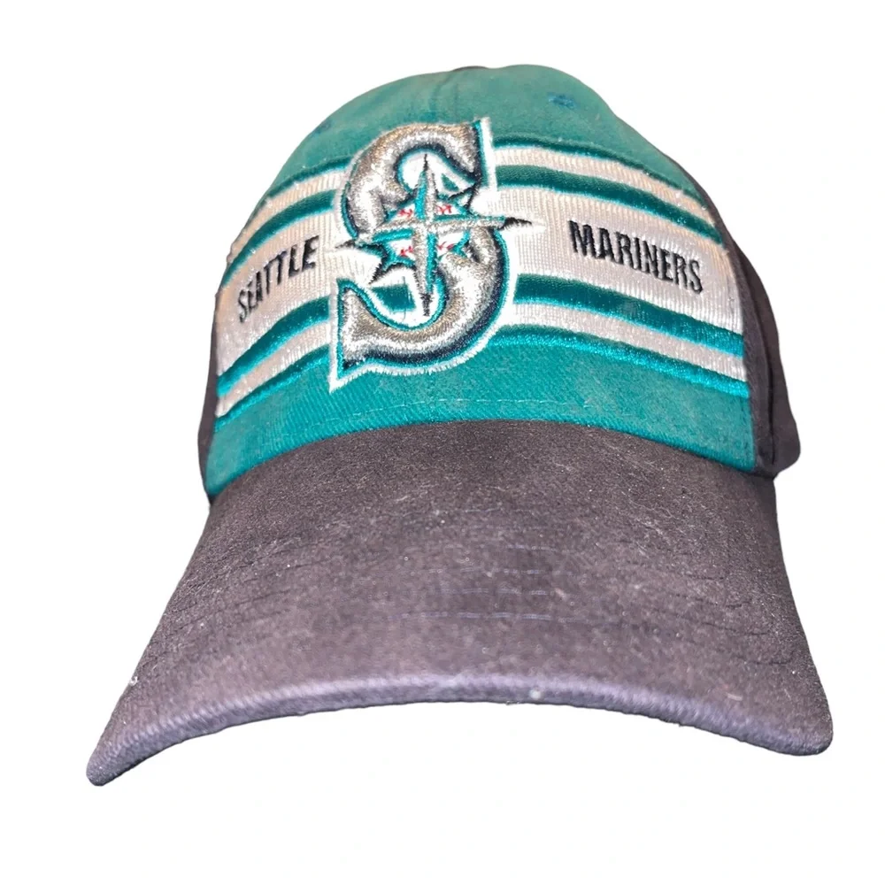 Vintage Seattle Mariner’s Ball Cap by American Needle Annco Navy, Green, Silver - Picture 2 of 7
